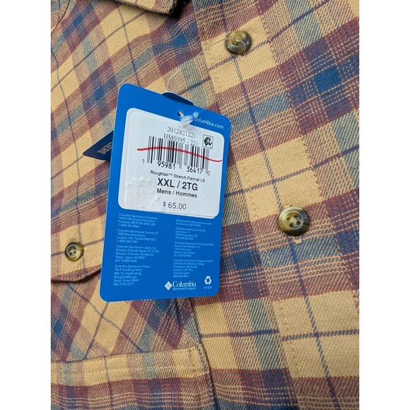 NEW Columbia Men's PHG Roughtail Stretch Flannel Long Sleeve Shirt Size XXL $65 - Picture 4 of 11
